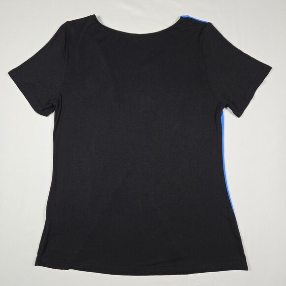 AYIFU Retro Pop‎ Art Colorblock Tunic Blue Black White Asymmetrical Top M - Picture 6 of 11